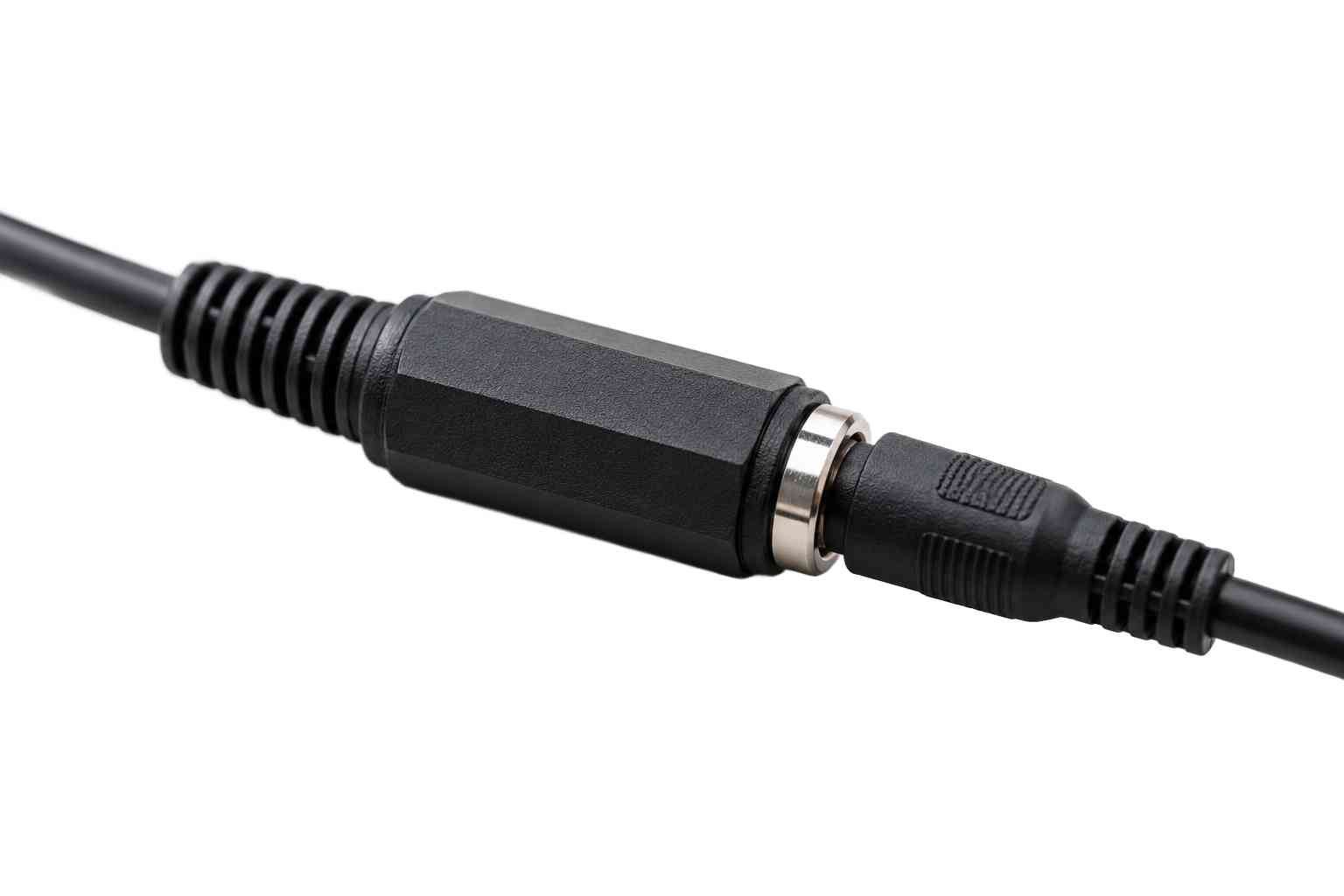 DC konektor samice kabelový černý - příklad zapojení do napájecího zdroje pro LED pásek